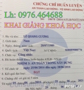 ĐÀO TẠO, CẤP CHỨNG CHỈ AN TOÀN LAO ĐỘNG, VỆ SINH LAO ĐỘNG THEO NGHỊ ĐỊNH 44/2016/NĐ-CP